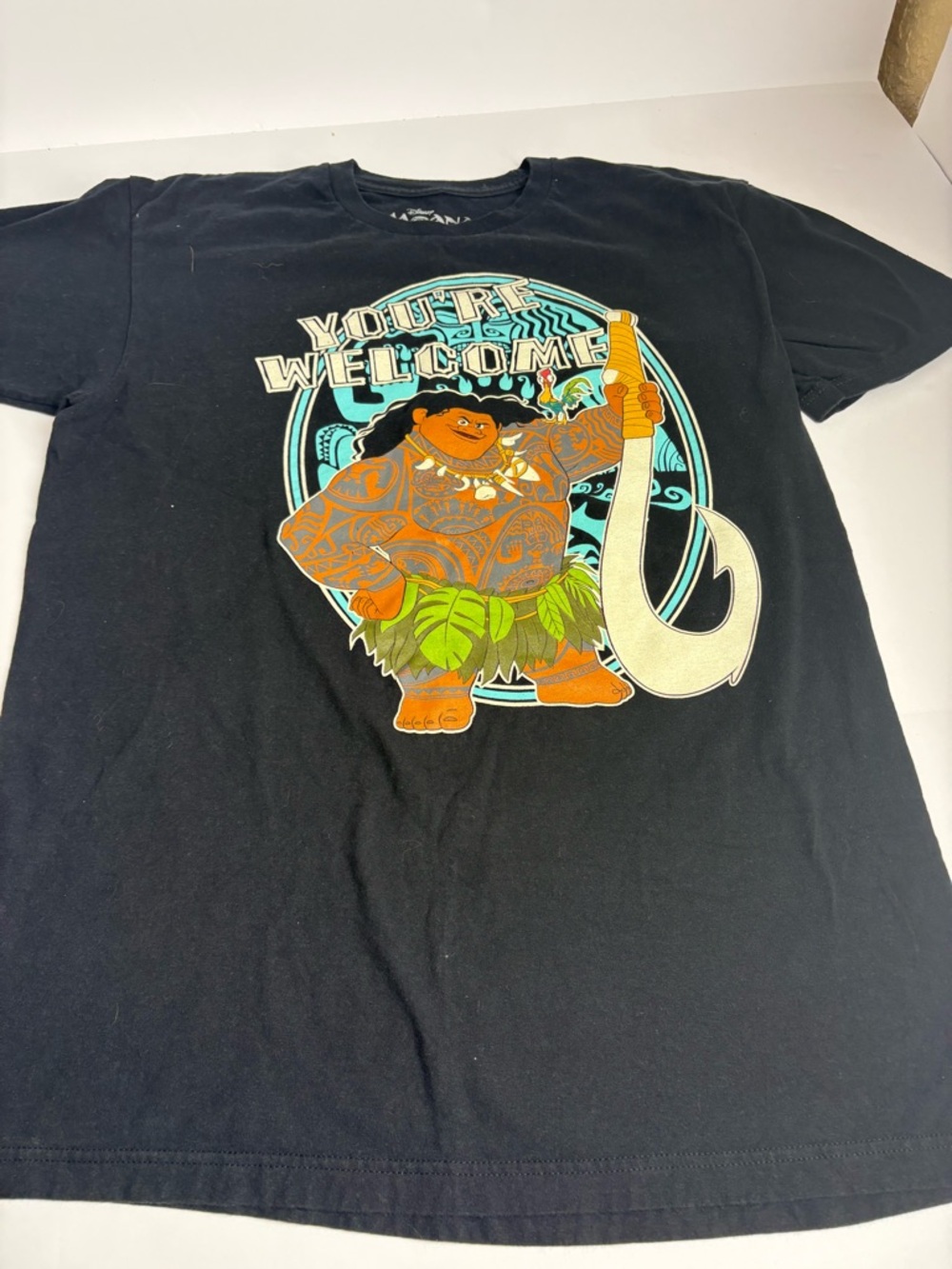 Disney Moana Black T-Shirt with Teal and Cream Graphic